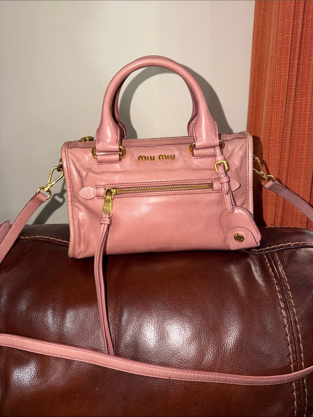 ‼️Authentic Miu Miu Pink Vitello Leather Satchel Handbag Crossbody Bag